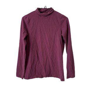 Eddie Bauer Petite XS Purple Plum Long Sleeve Cotton/Spandex Turtleneck Shirt